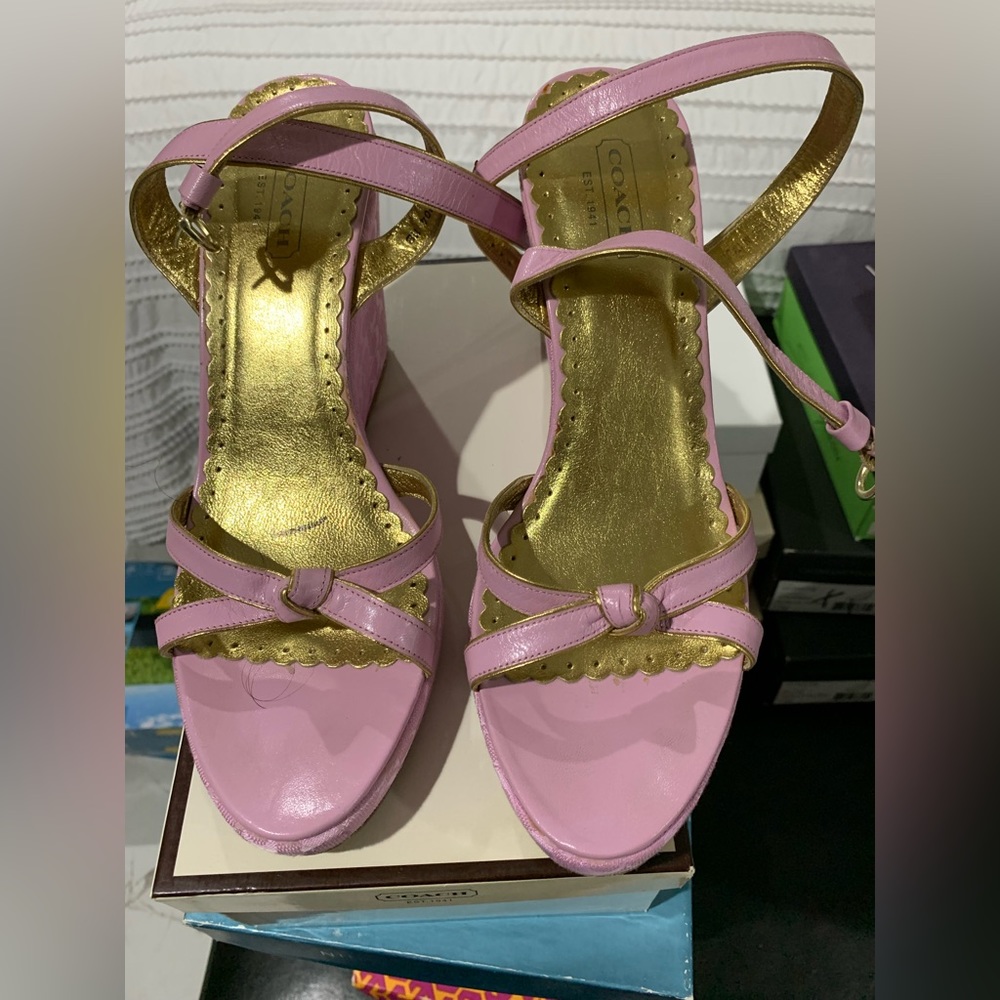 Coach Pink Wedge Sandals